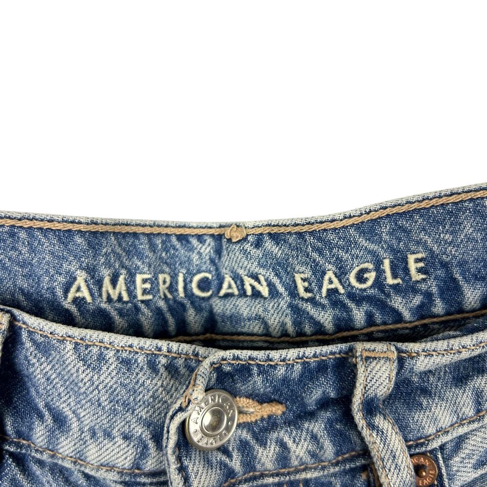 American Eagle High Rise Baggy Wide Leg Raw Hem Distressed 90s Y2K Baggy Jeans 2 - Picture 5 of 7